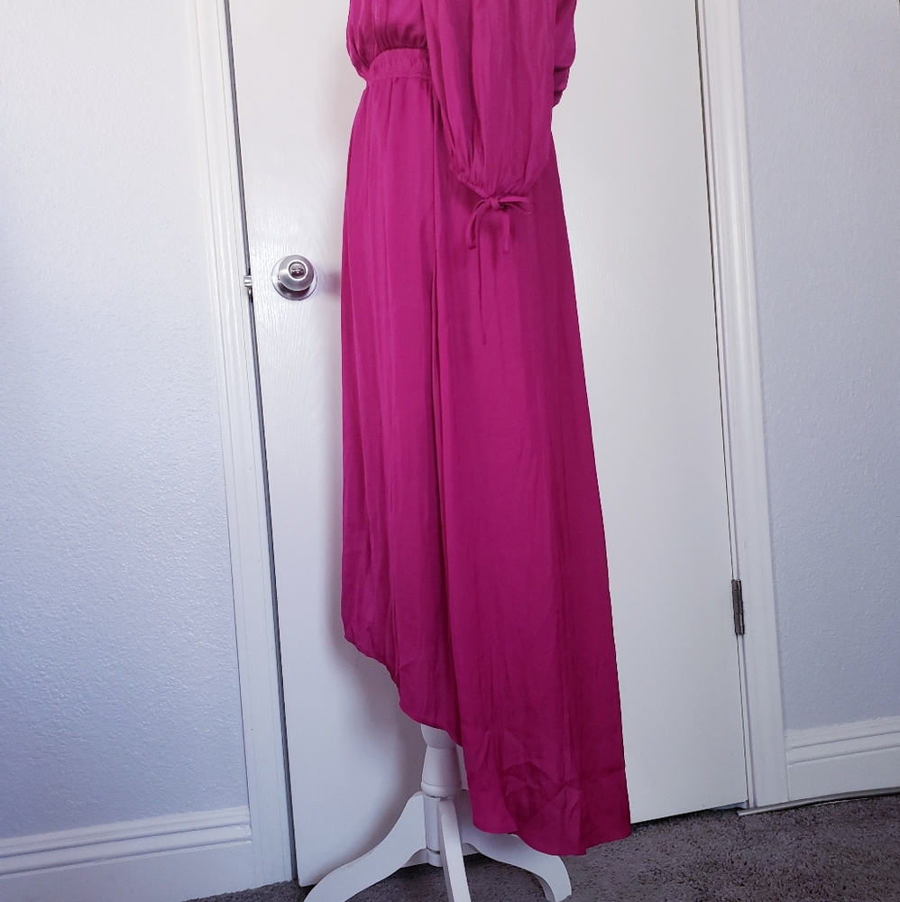 INC International Concepts Off-Shoulder High-Low Dress in Magenta - Picture 6 of 9